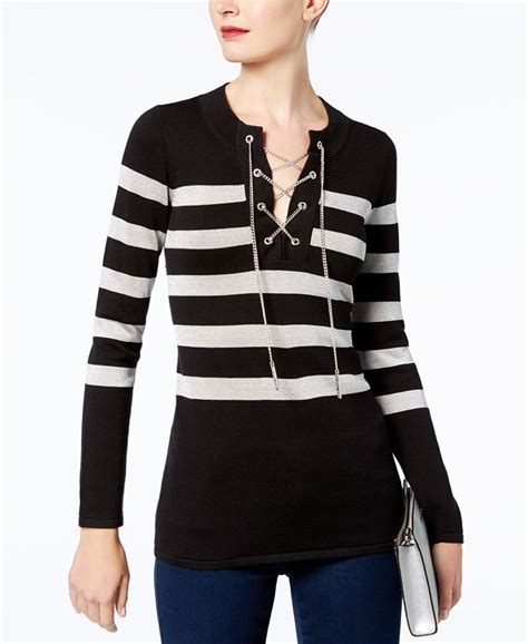 michael kors chain lace up sweater|Women’s Clothing.